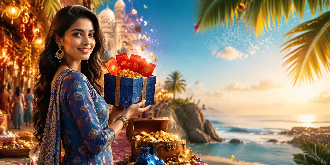 Indian woman with VIP bonus and festive kurti